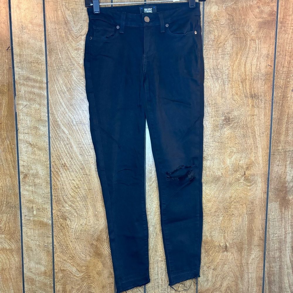 Paige Verdugo Crop Jeans in Black Distressed Size 26